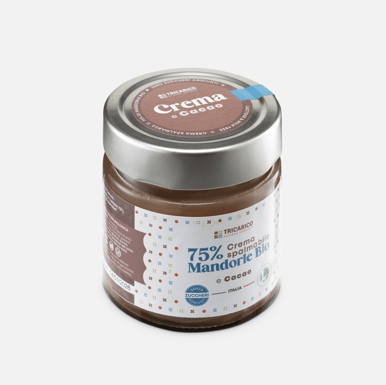 Crema di Mandorle Bio 75% al Cacao – Senza zuccheri aggiunti