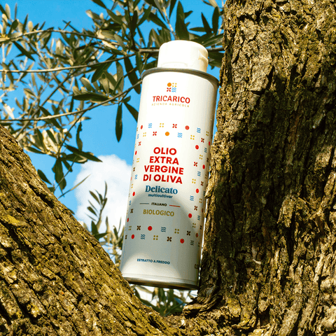 Dettaglio della confezione di Olio EVO Biologico Dolce Fiore – Delicato, Bottiglia