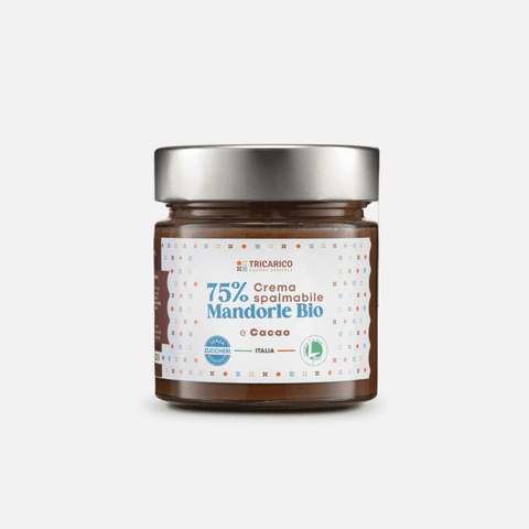 Dettaglio di Crema di Mandorle Bio 75% al Cacao – Senza zuccheri aggiunti