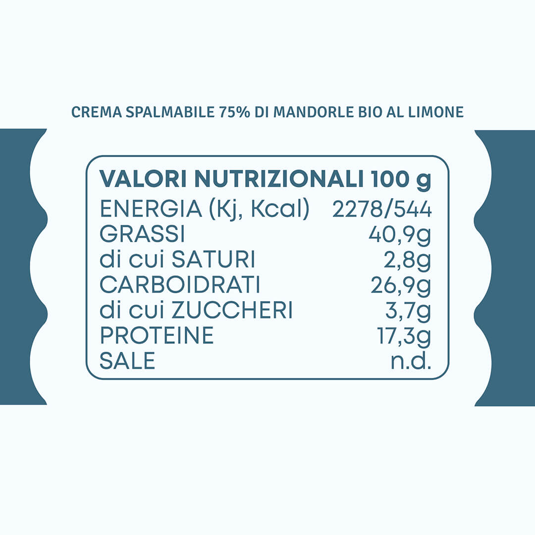 Crema di Mandorle Bio 75% al Limone – Senza zuccheri aggiunti